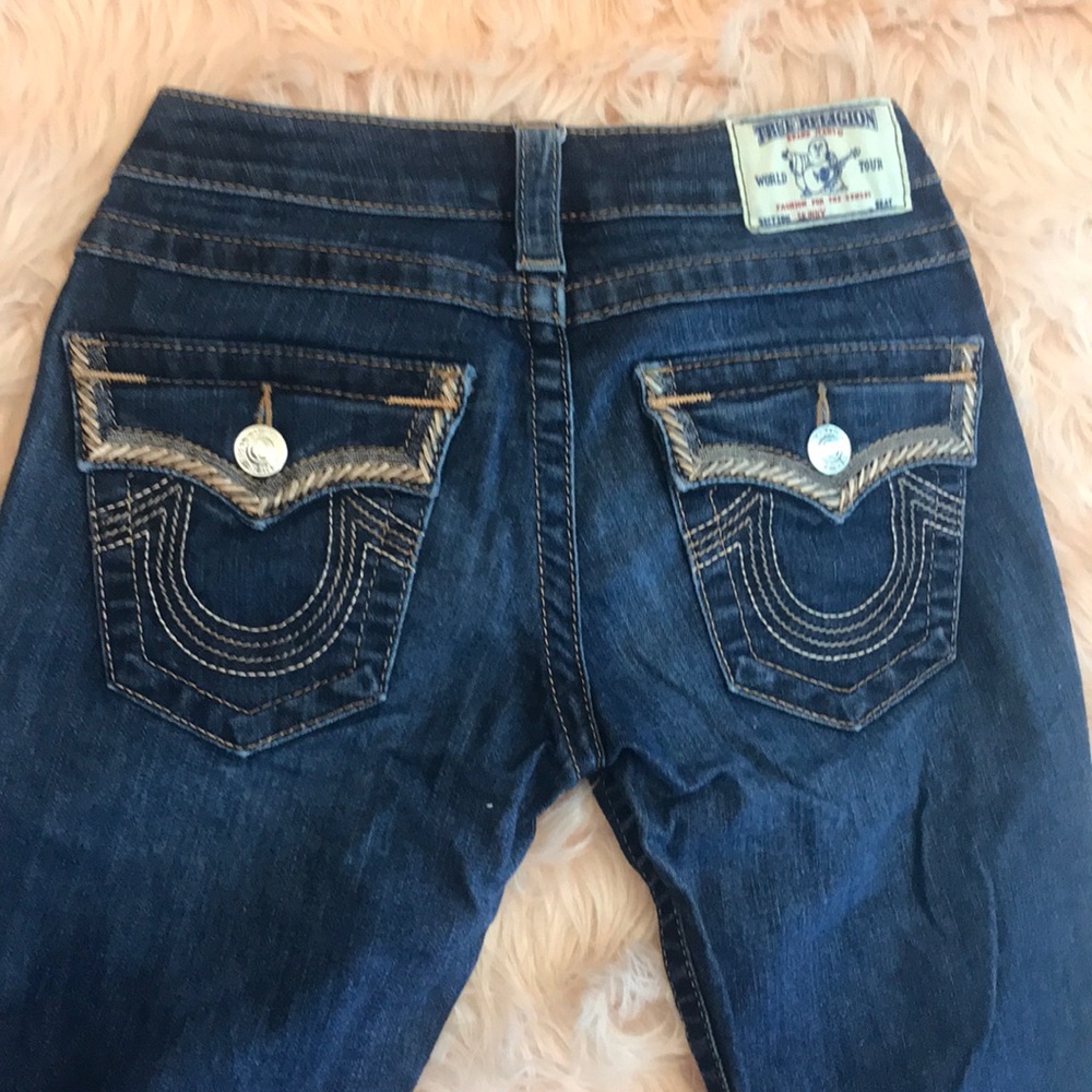 True religion skinny jeans with gold logo